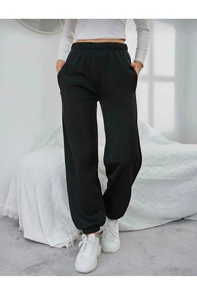 yg ydn giyim Comfortable Cut Black Jogger Sweatpants - Elastic Leg