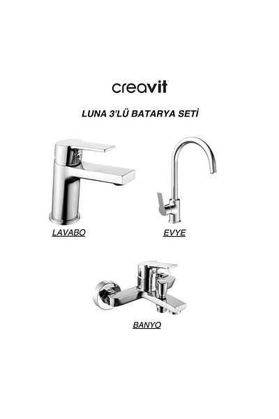 Creavit Luna 3-Piece Battery Set - Bathroom, Sink and Sink