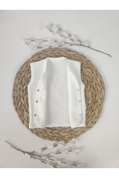 CATRE Seasonal Ecru Baby Vest - 100% Cotton, Snap Fastener, Sleeveless Quilted, Newborn Gift