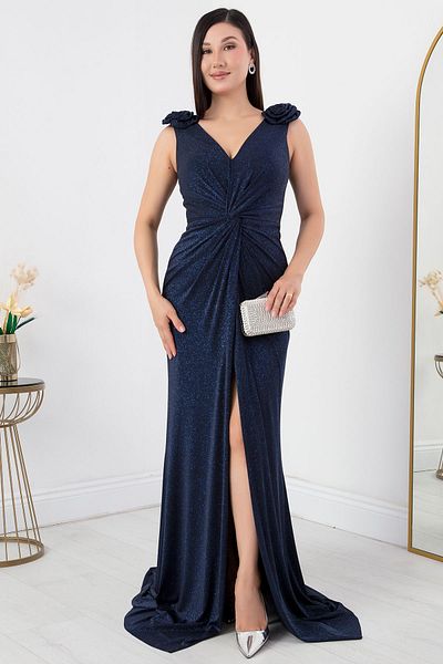 PULLIMM Glitter Shoulder Rose Detailed Dress Ecr5365