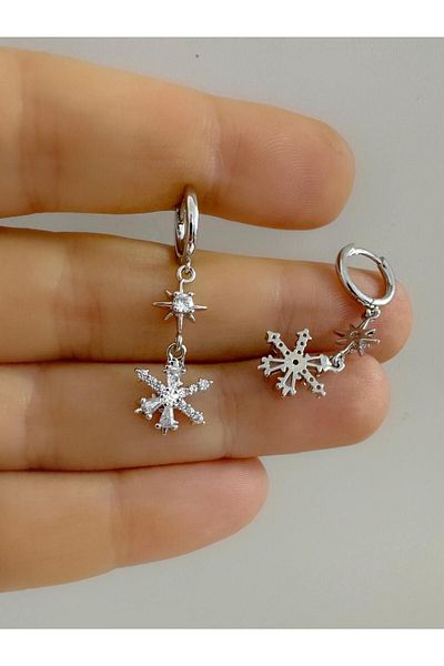 Arescollection Zircon Stone Dangle Helix Cartilage Earlobe Compatible Ring Piercing Earring - 1 Piece