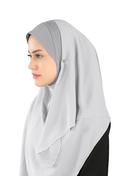 Ecardin Glittery Fabric Crepe Comfortable Shawl - St 098 Σκούρο Γκρι