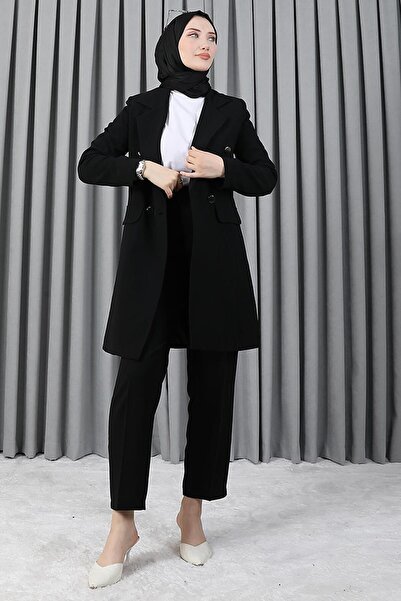 Giza Giyim Kadın Siyah Blazer Ceket Takım