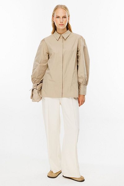 Hooopstore Premium Poplin Stone πουκάμισο - Μπαλόνι μανίκι