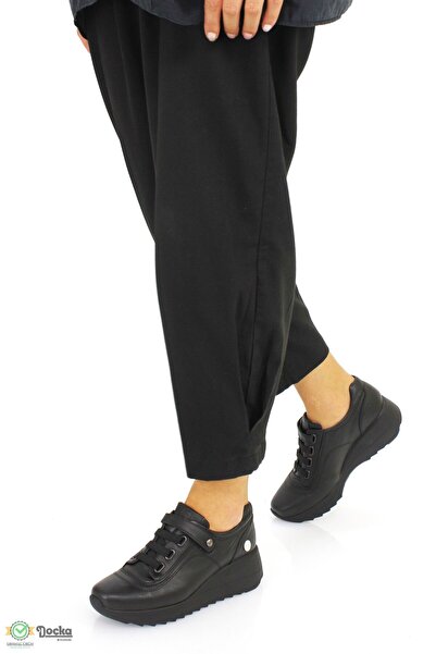 Mammamia Kadın Dolgu Topuk Ortopedik Hakiki Deri Cırtlı Günlük Ayakkabı M25/K...