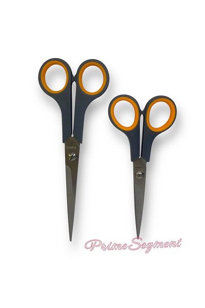 PrimeSegment 1. Quality Orange 2-Piece School Scissors - Tailor Cut, 2 Sizes