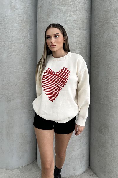 RB CLUB Pulover de damă cu broderie inimă