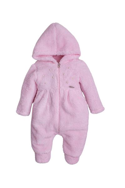Chicsy Baby Welsoft Winter Jumpsuit - Sweet, Plush Cotton and Pearl Hooded