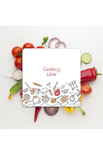 Decovetro Square Cut Glass Cutting Board - Love Patterned Cooking