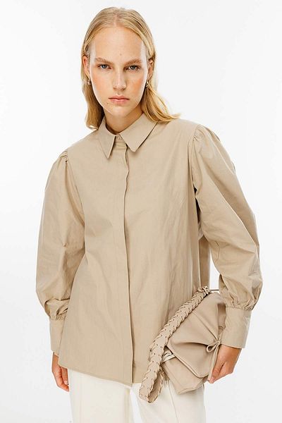 Hooopstore Premium Poplin Stone πουκάμισο - Μπαλόνι μανίκι