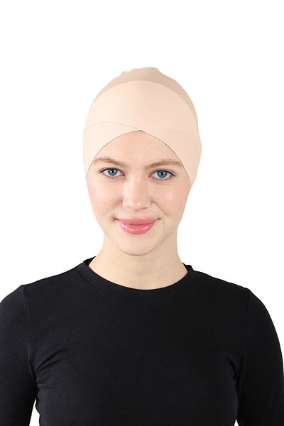 Ecardin Seamless Thin Parisian Cross Bonnet - Breathable, Light Mink - St 370