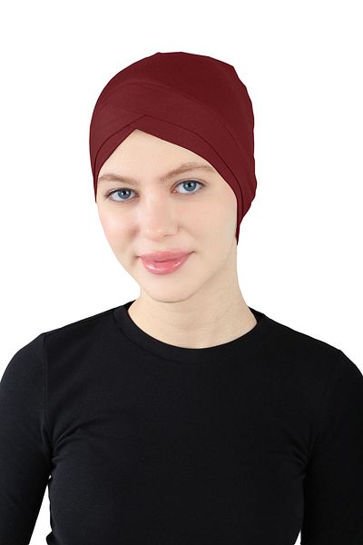 Ecardin Claret Red Cross-Slip Comfortable Bonnet - St 060