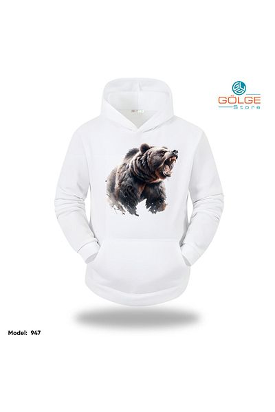 Gölge Store Φούτερ με κουκούλα Unisex με στάμπα Angry Bear