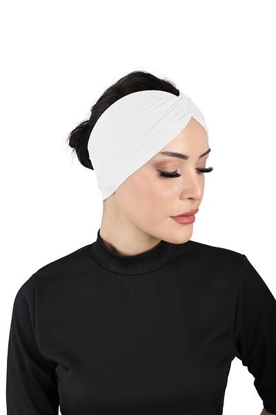 Ecardin St 055 Cream Comfortable Cross Bandana Καπό