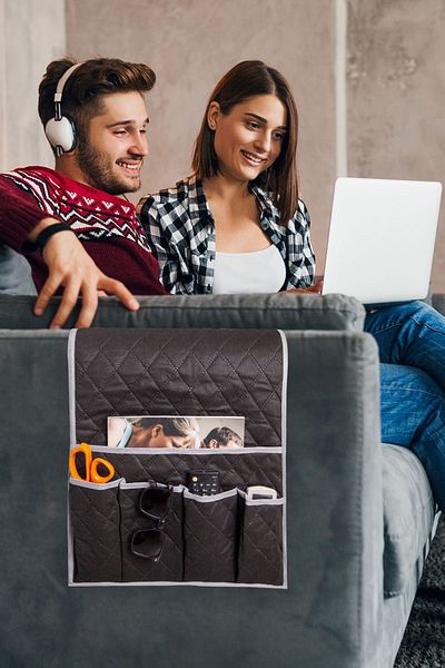 Palm Design 5-Pocket Organizer Seat Side Controller Magazine Tablet Mobile Phone Organizer Living Room Organizer