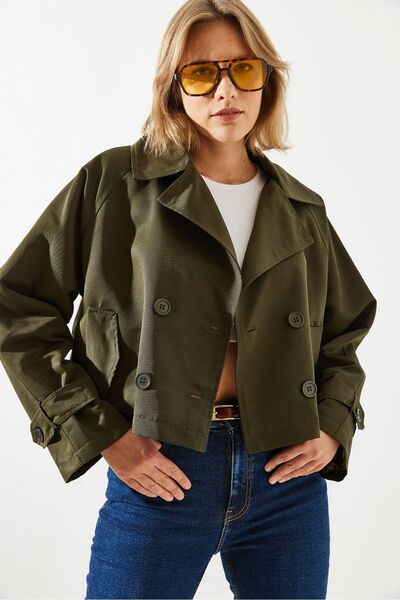 Bianco Lucci Dámský krátký trenčkot s dvojitým límcem 60251806