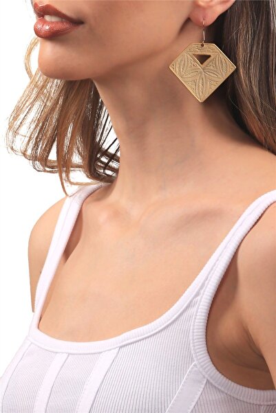 LABALABA Kadın Mat Altın Kaplama Sallantılı Model Geometrik Küpe