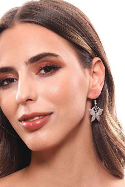 LABALABA Kadın Antik Gümüş Kaplama Sallantılı Model Kelebek Küpe
