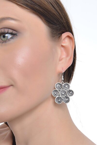 LABALABA Kadın Antik Gümüş Kaplama Sallantılı Dönence Küpe