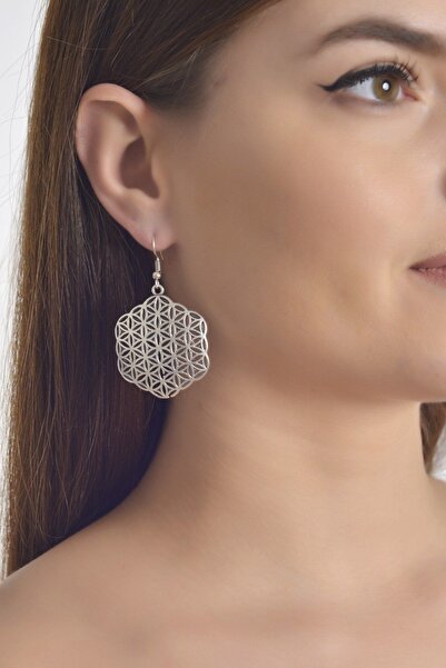 LABALABA KADIN ANTİK GÜMÜŞ KAPLAMA SALLANTILI PETEK KÜPE