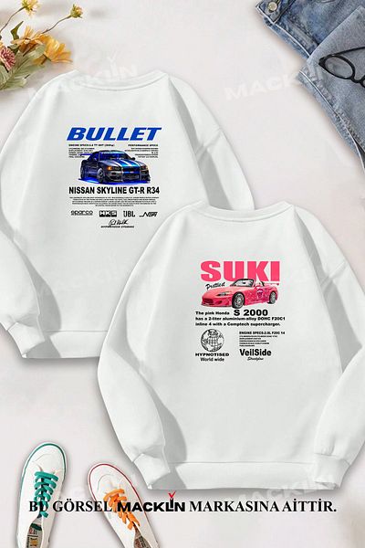 macklin Lover Couple Combination - Fast & Furious Bullet & Suki BACK Σετ φούτερ με στάμπα με λαιμόκοψη