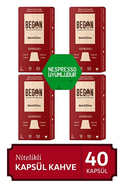 BEGON كبسولات قهوة اسبريسو من الألومنيوم المتوافقة مع نورد كيفو نسبرسو - 40 قطعة