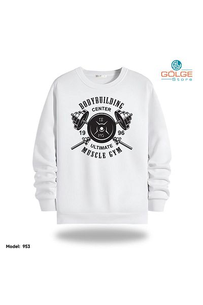 Gölge Store Gym Body Chest Printed Slimfit Crew Neck 2 Thread Unisex Sweatshirt