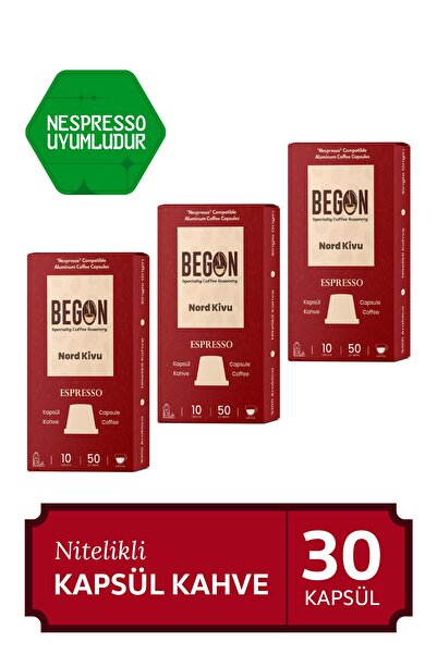 BEGON كبسولات قهوة اسبريسو من الألومنيوم المتوافقة مع نورد كيفو نسبرسو - 30 قطعة