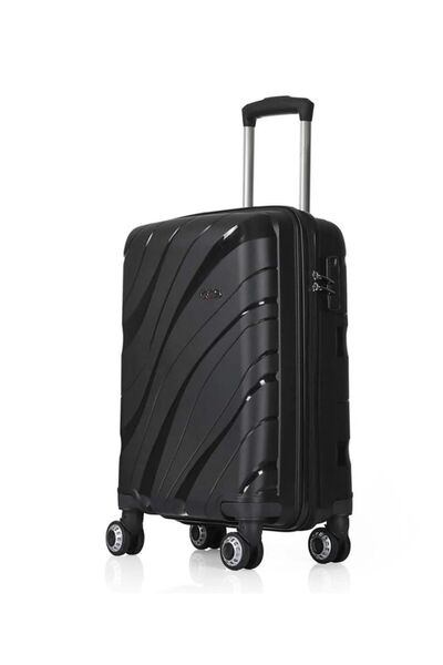 ÇÇS Siyah Renk Kırılmaz Küçük Boy Valiz 5223 Polipropilen Kabin Boy