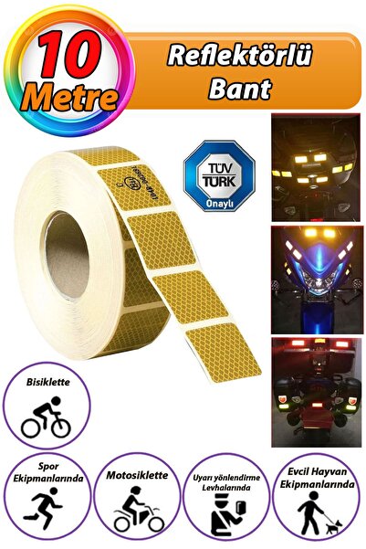 GLASWEN 10 MT Reflektörlü Reflektif Fosforlu Araç Oto Kamyon Şerit Bant Tüvtü...