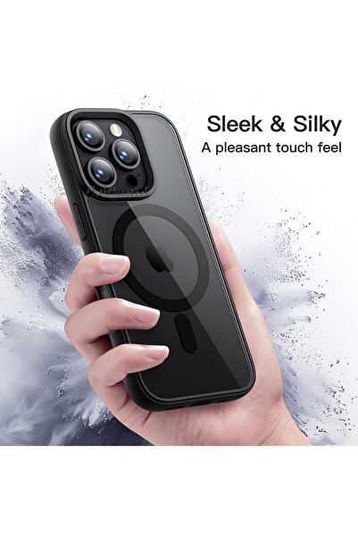 m.tk moveteck İphone 16 Pro Kılıf Krom Mika Magsafe Arkası Şeffaf Hassas Butonlu Mat Yumuşak Renkli Kenarlı