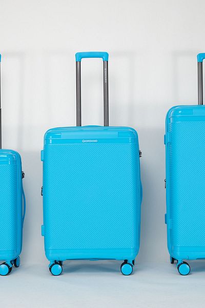 Giordano League Luggage Set of 3 Light Blue PP Travel Suitcase, Unbreakable Lightweight Expandable