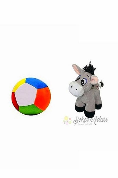 Şeker Adası Little Donkey and Plush Ball - 15 cm and 12 cm 2 Products in 1 Toy