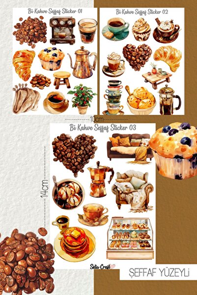 SelisCraft Bi Kahve Temalı Şeffaf Sticker Seti 01-02-03 Ajanda Planlayıcı Bul...