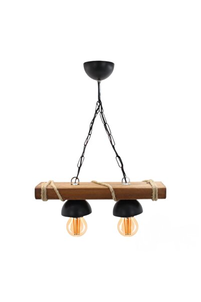 hü ma tasarım ve aksesuar Dekoratif Tekli İkili Üçlü Rustik Nigrum Halatlı Ahşap Avize Kütük Avize Doğal Avize