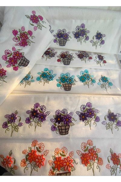 Fiesta Soft Velvet Towel - 6 Pieces, 3D Tufting Printed, 50X90 cm