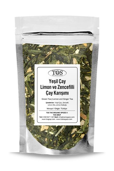 TOS The Organic Spices شاي بالليمون الأخضر والزنجبيل 40 جرام - الأول شاي أخضر عالي الجودة |   شاي الليمون والزنجبيل