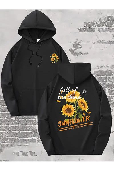 GALASHOP Hooded Sunflower Printed T-Shirt