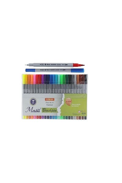 ileri grup 24-Piece Double Sided Felted Pen Set - Brush Tip and Fineliner