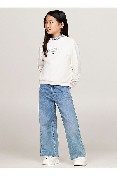 Tommy Hilfiger Tommy Hilfiger White Round Neck Full Sleeve Solid Sweatshirts