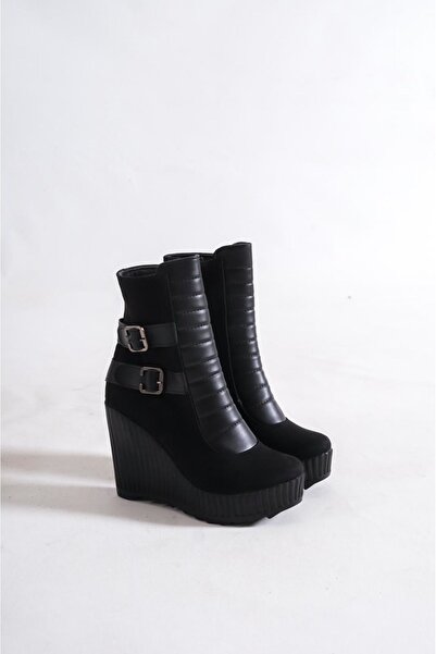 POLO PRESTIGE Černá semišová platforma – diamantové dámské boty