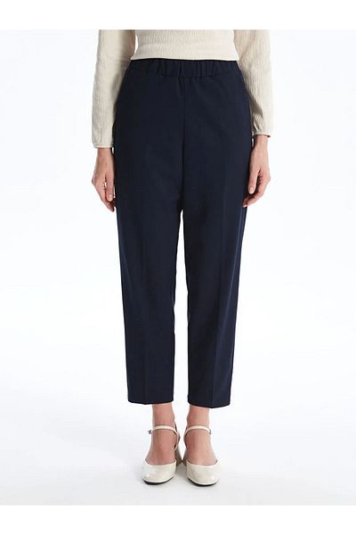 LC Waikiki LCW Grace - Pantaloni de damă cu tăietură dreaptă cu talie elastică
