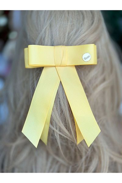 QUEEN AKSESUAR Yellow Trend Fashion Luxury Bow - Layered Long Pendant Lamp, Comet Ribbon, Automatic Buckle