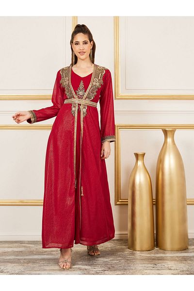 Maxim Creation By Styli Handwork Beaded Detail Belted Kaftan