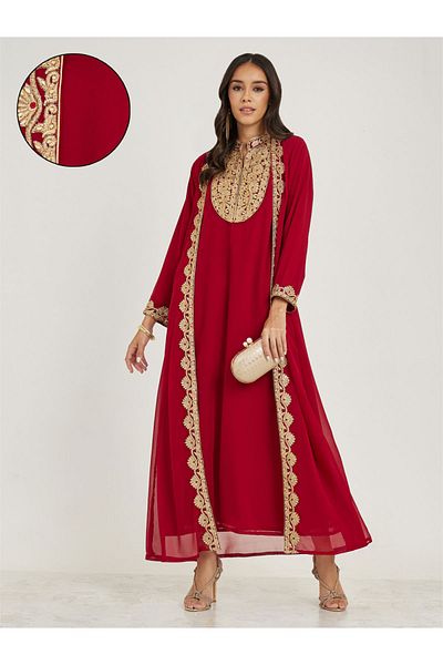 Maxim Creation By Styli Embroidery Detail Kaftan with Jacket