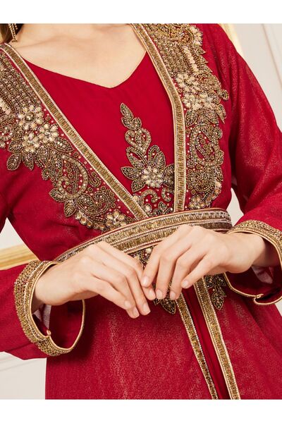 Maxim Creation By Styli Handwork Beaded Detail Belted Kaftan