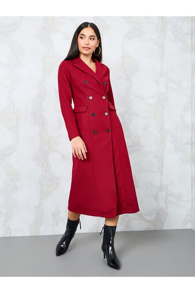 Styli Notch Lapel Blazer Midi Dress with Flap Pocket