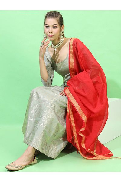 Vishudh By Styli Ethnic Maxi Dress with Dupatta Set