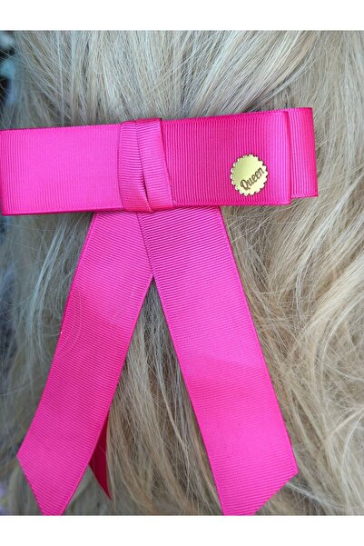 QUEEN AKSESUAR Fuchsia Pink Trend Fashion - Luxury Design Layered Long Pendant Lamp Tailed Ribbon Bow