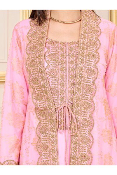 Maxim Creation By Styli All Over Print Embroidered Lace Kaftan